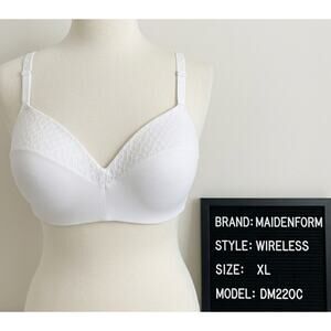 Maidenform Wireless White Bra Adjustable Straps Foam Cups ~ DM220C New XL Lift